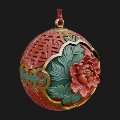 Carved Egg Bauble Ornament Design 2 3D Print Model