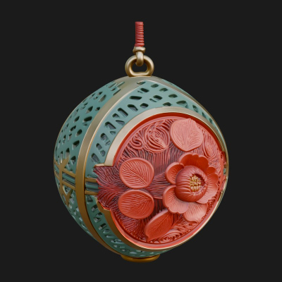 Carved Egg Bauble Ornament Design 4 3D Print Model