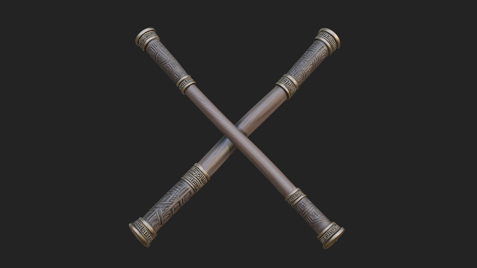 Carved Fighting Baton Model Design 1 3D Print Model 3D Model