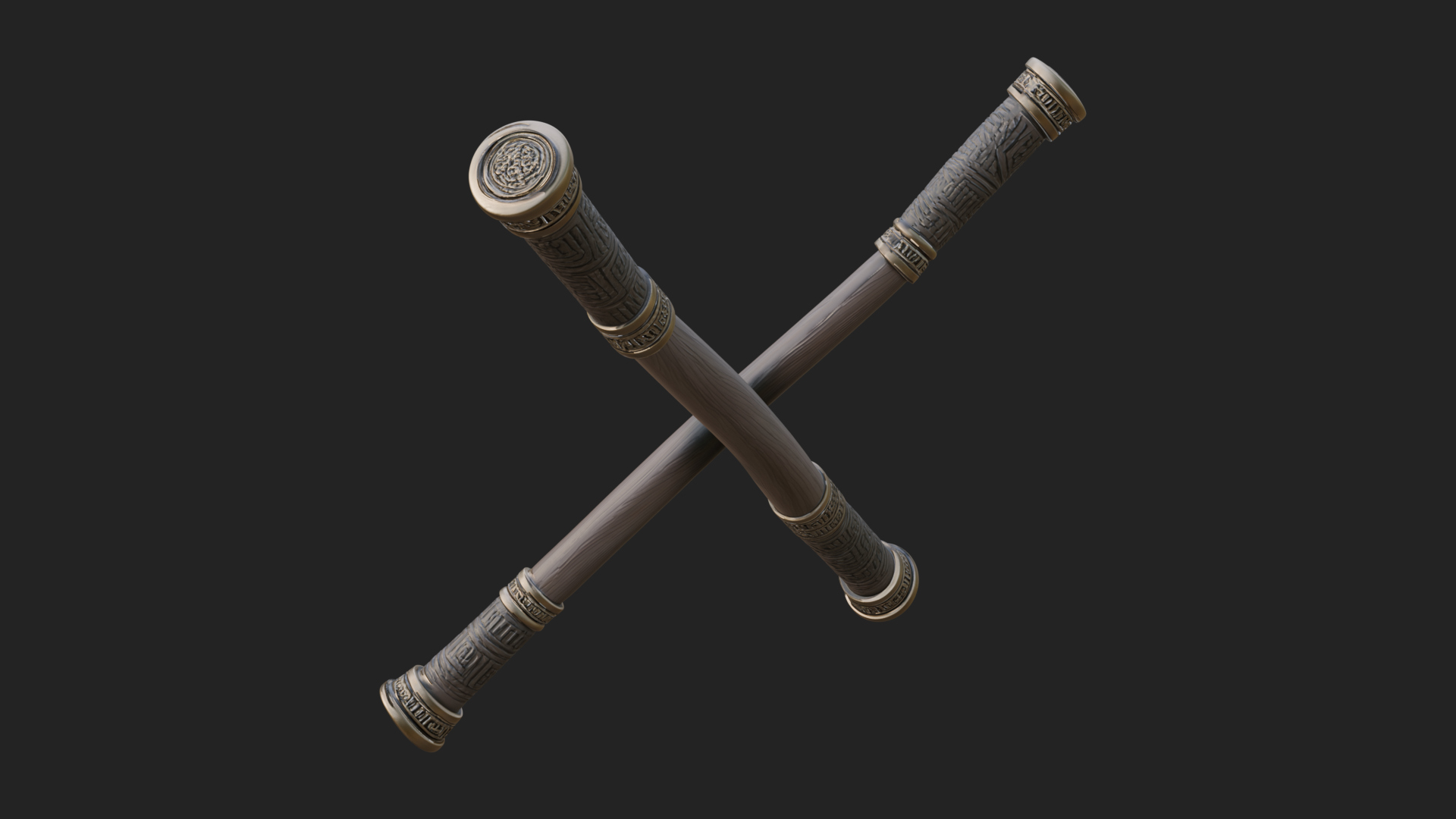 Carved Fighting Baton Model Design 1 3D Print Model 3D Model