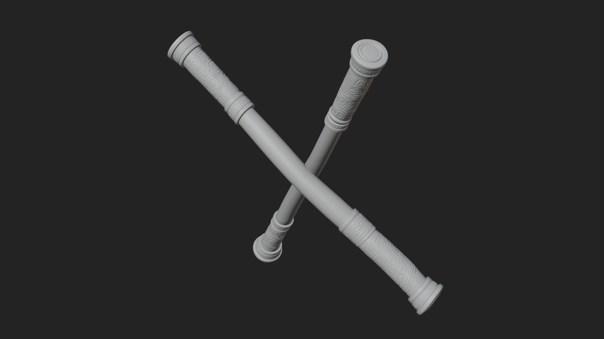 Carved Fighting Baton Model Design 1 3D Print Model 3D Model