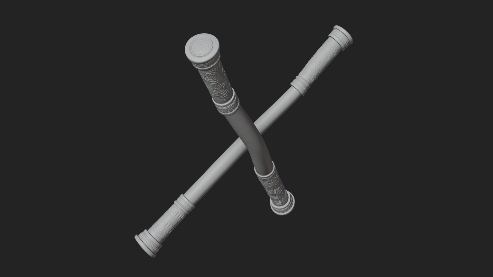 Carved Fighting Baton Model Design 1 3D Print Model 3D Model