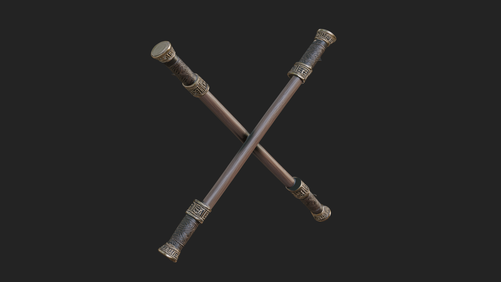 Carved Fighting Baton Model Design 4 3D Print Model 3D Model