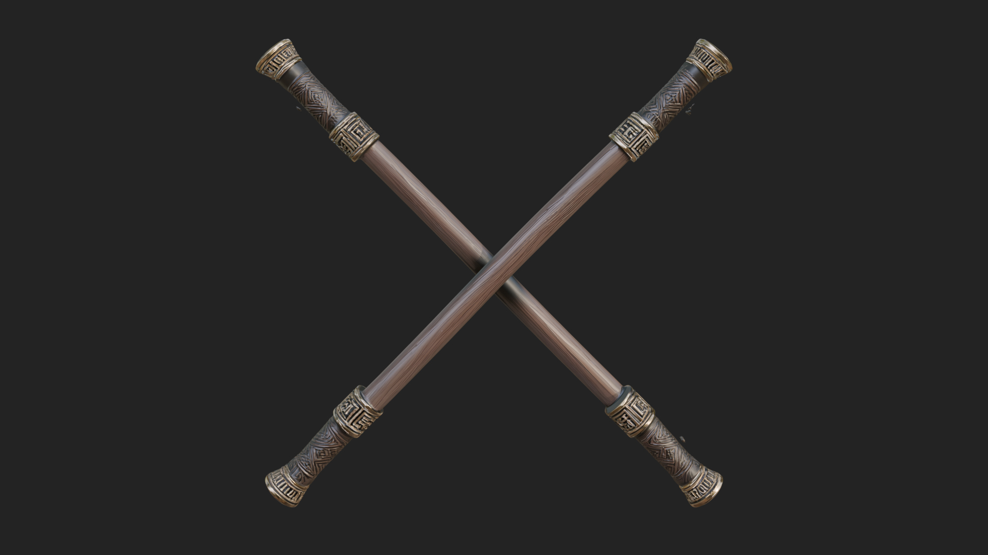 Carved Fighting Baton Model Design 4 3D Print Model 3D Model