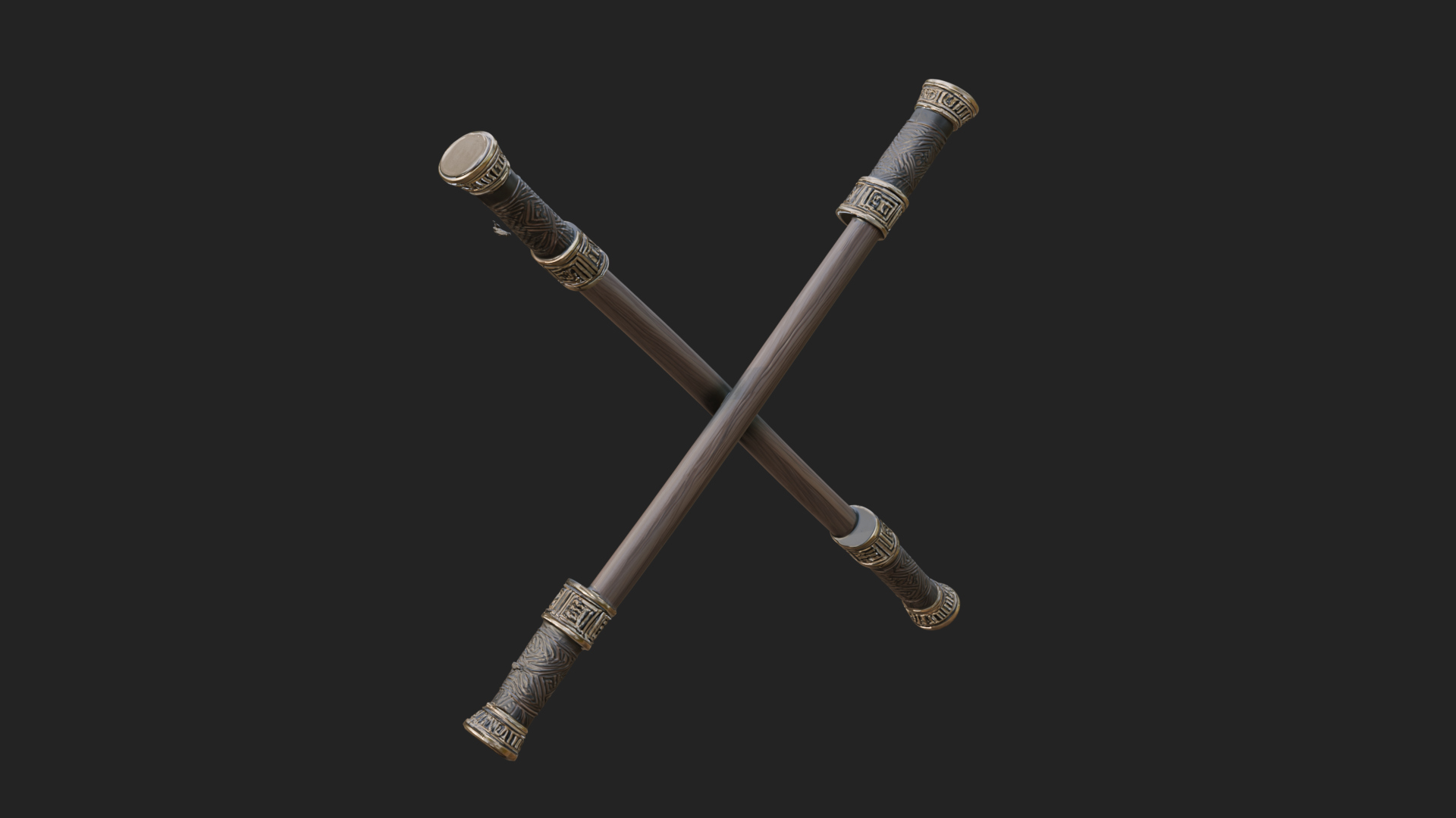 Carved Fighting Baton Model Design 4 3D Print Model 3D Model