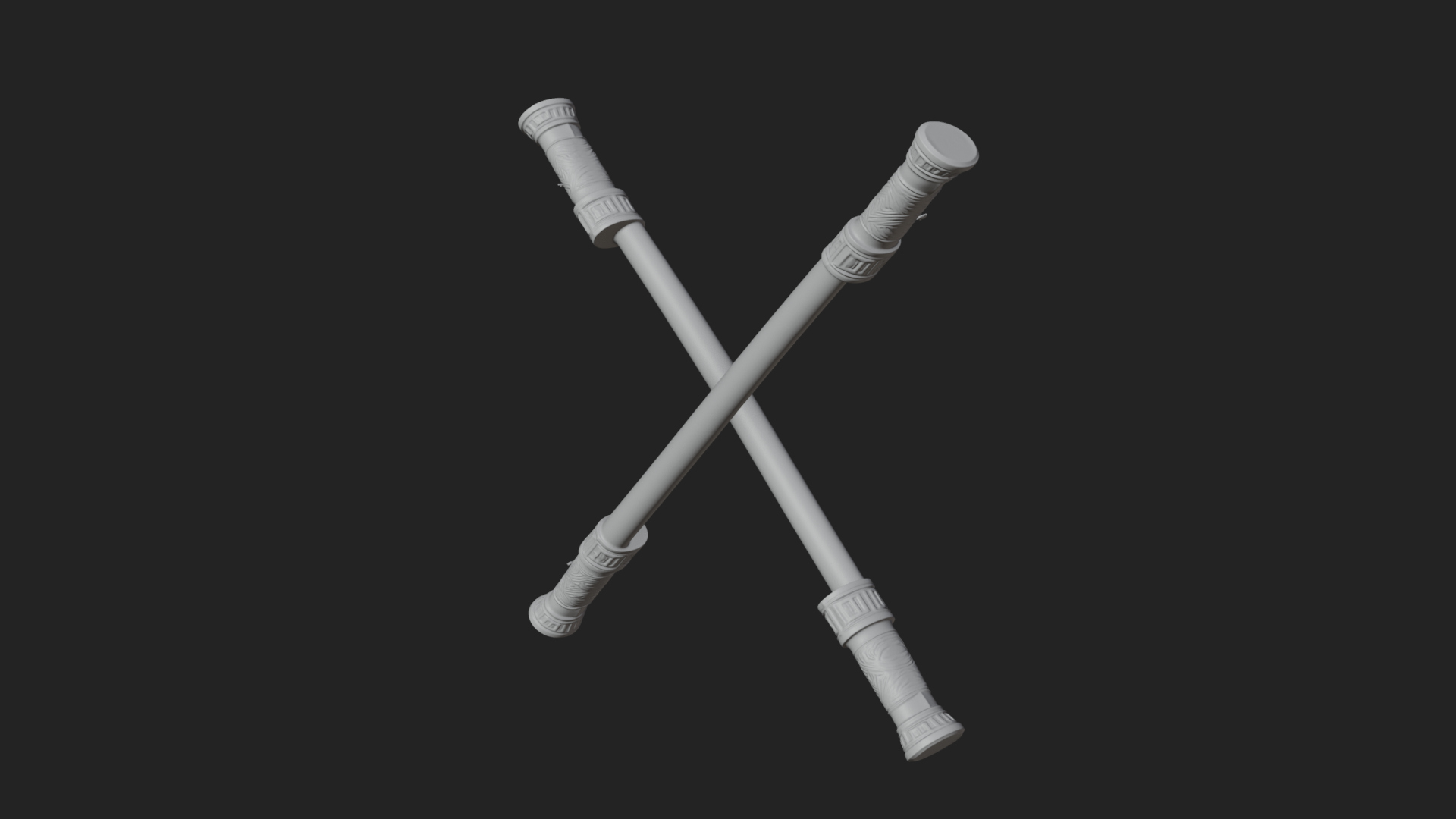 Carved Fighting Baton Model Design 4 3D Print Model 3D Model