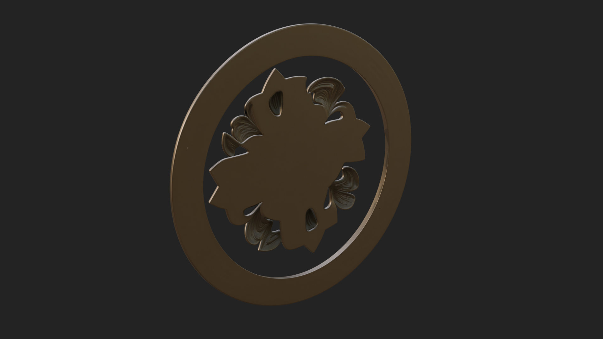 Carved Floral Rosette Plaque Design 1 3D Print Model 3D Model