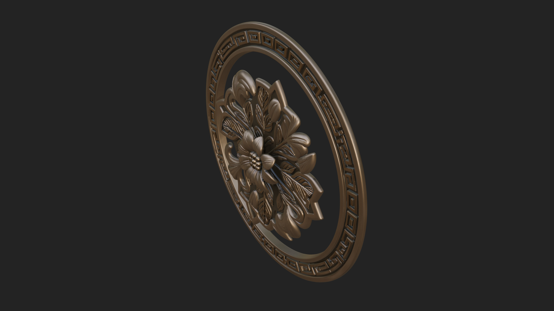 Carved Floral Rosette Plaque Design 1 3D Print Model 3D Model