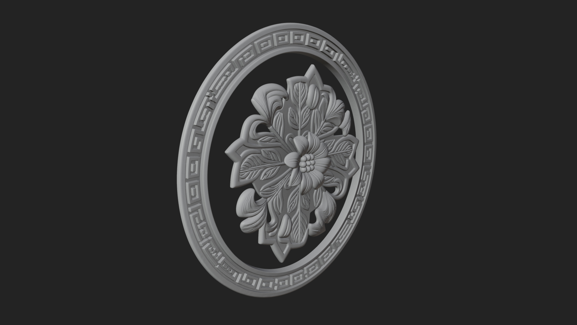 Carved Floral Rosette Plaque Design 1 3D Print Model 3D Model