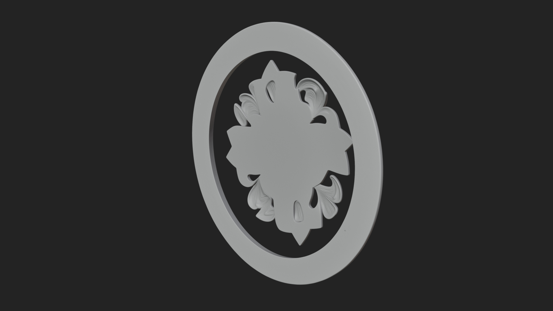 Carved Floral Rosette Plaque Design 1 3D Print Model 3D Model