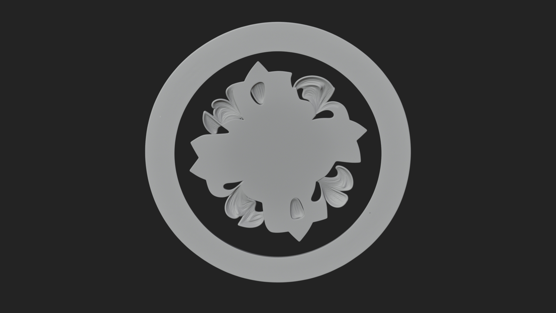 Carved Floral Rosette Plaque Design 1 3D Print Model 3D Model