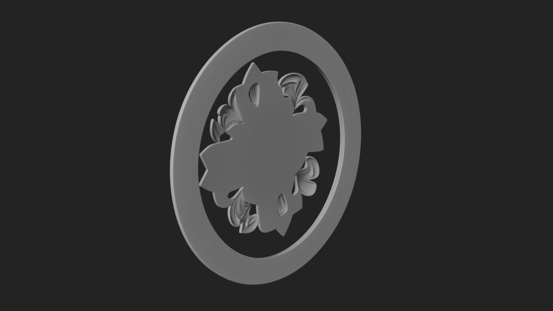 Carved Floral Rosette Plaque Design 1 3D Print Model 3D Model