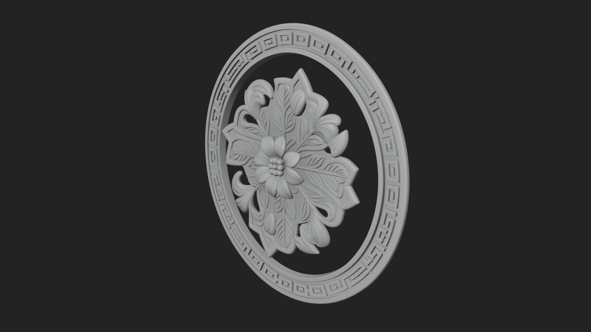 Carved Floral Rosette Plaque Design 1 3D Print Model 3D Model