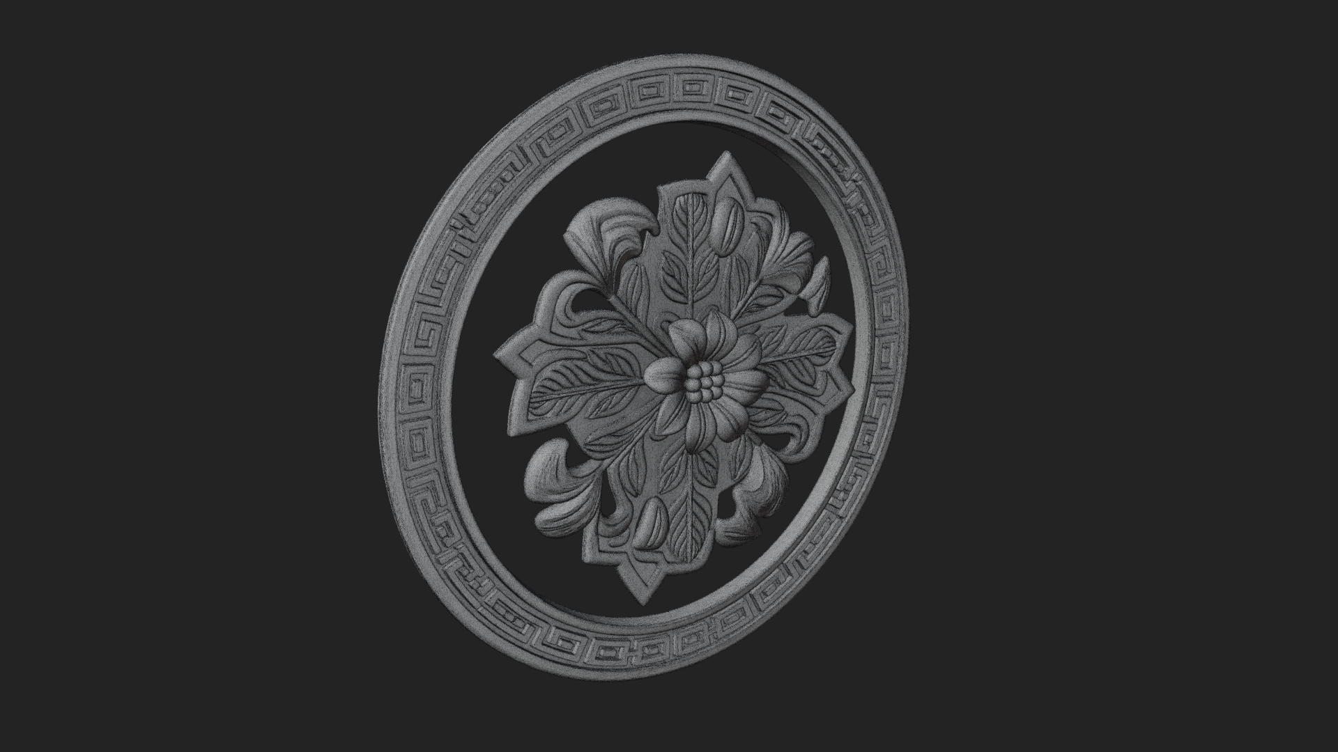 Carved Floral Rosette Plaque Design 1 3D Print Model 3D Model