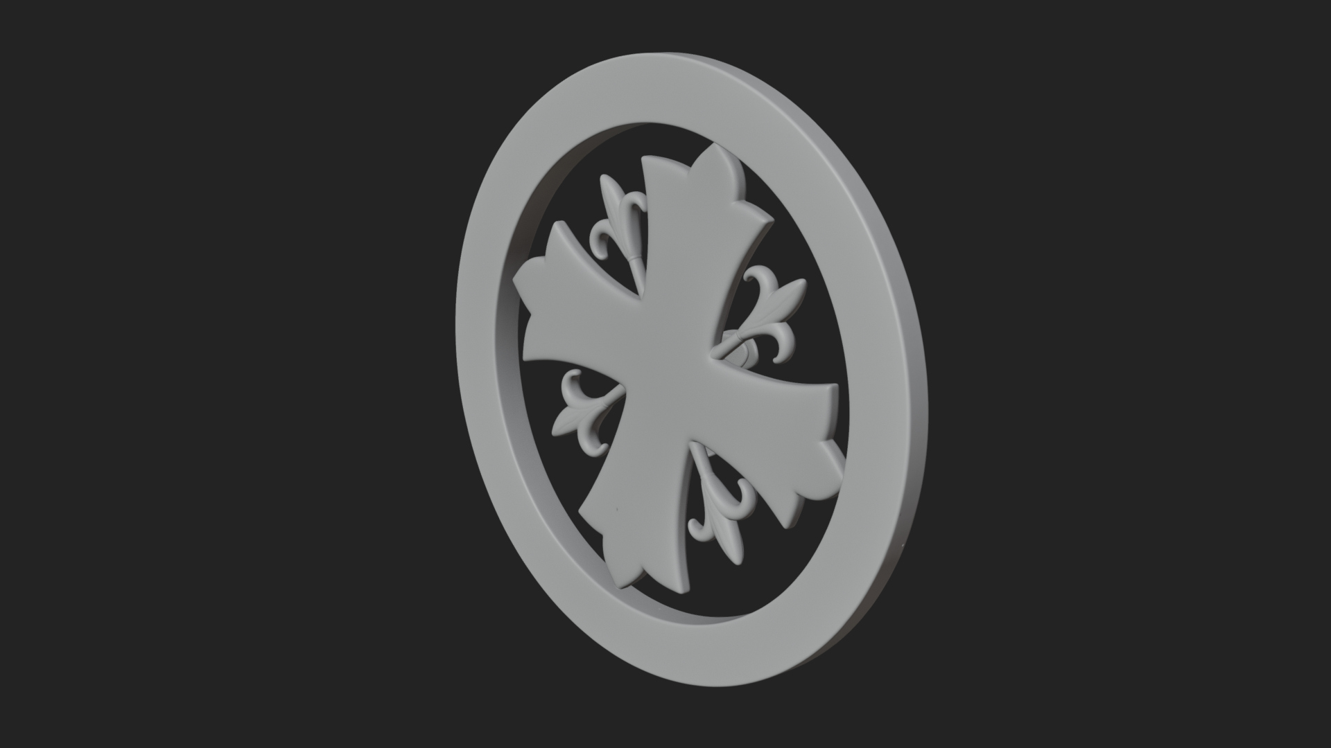 Carved Floral Rosette Plaque Design 2 3D Print Model 3D Model
