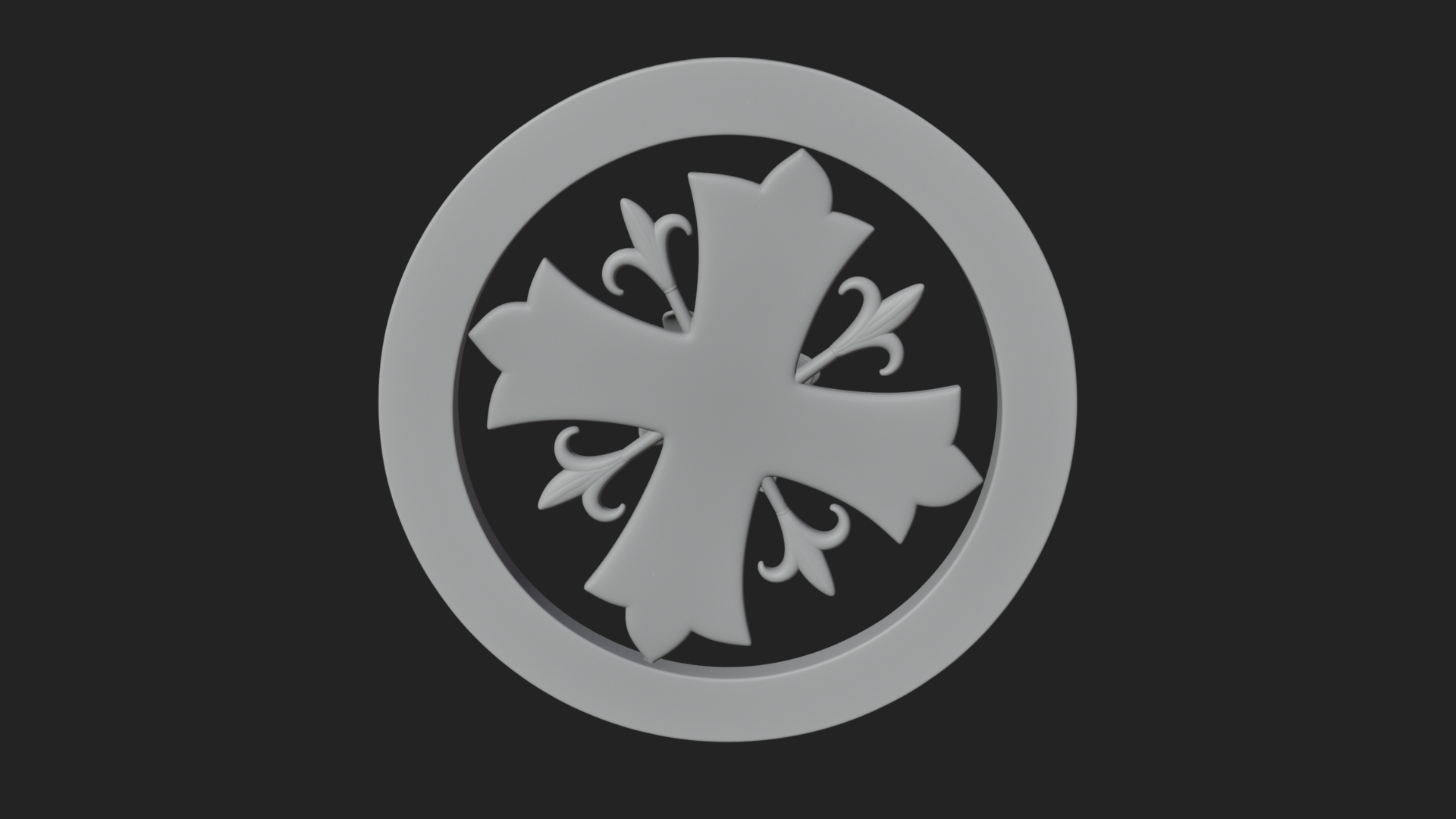 Carved Floral Rosette Plaque Design 2 3D Print Model 3D Model