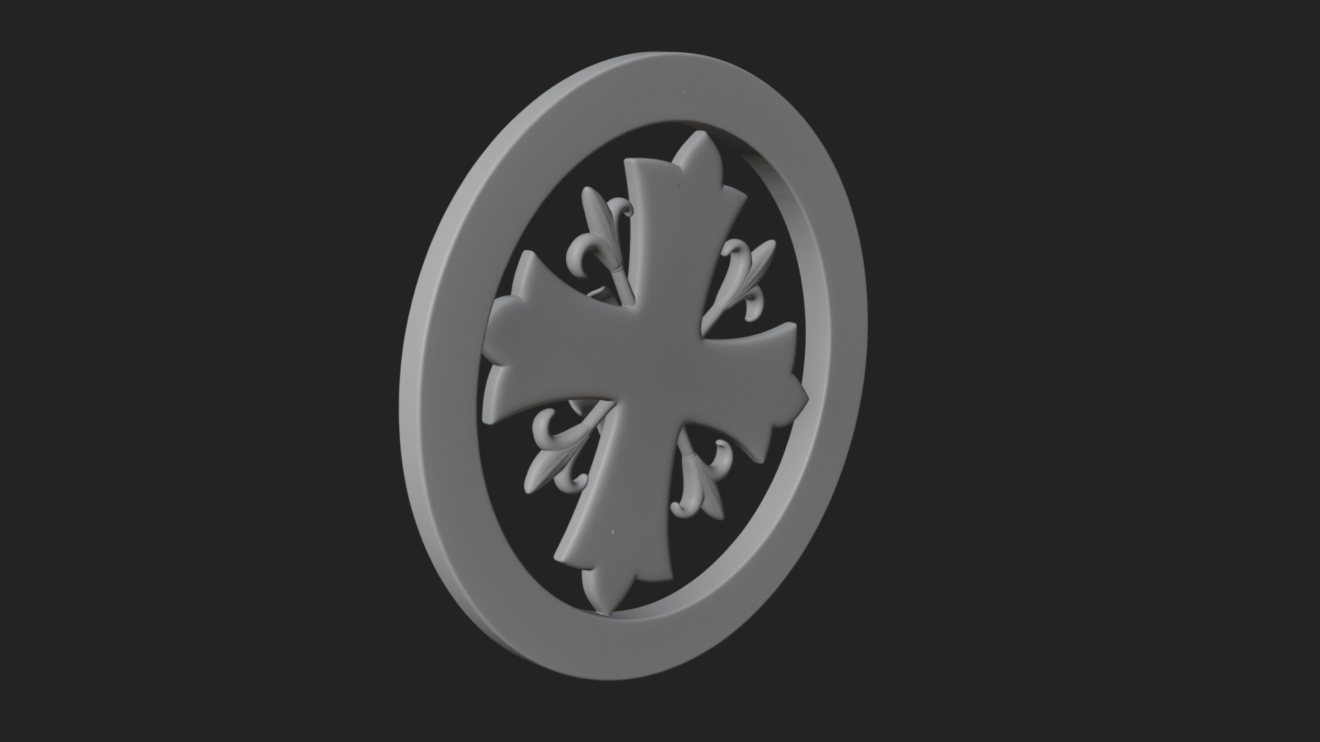 Carved Floral Rosette Plaque Design 2 3D Print Model 3D Model