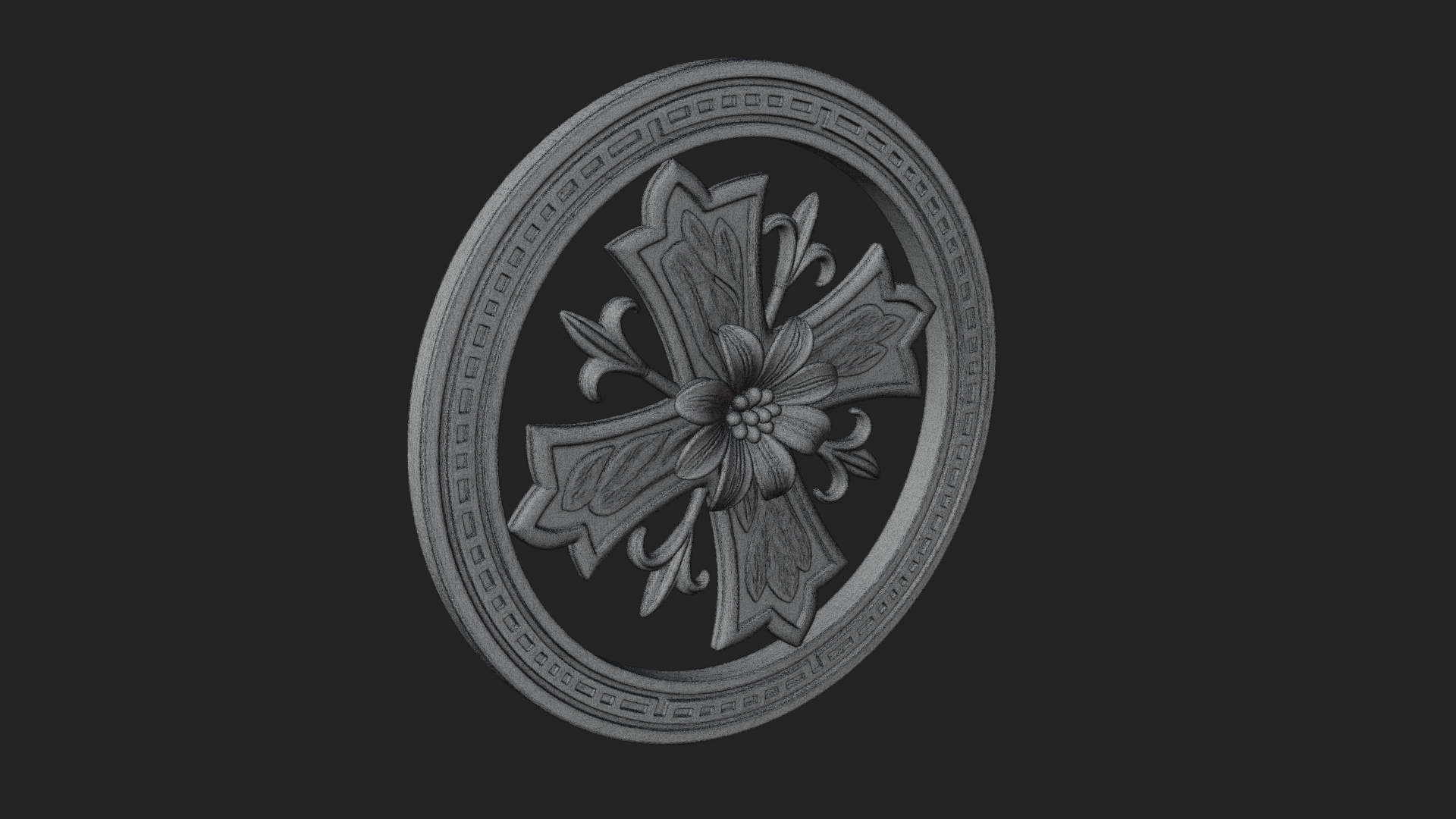 Carved Floral Rosette Plaque Design 2 3D Print Model 3D Model