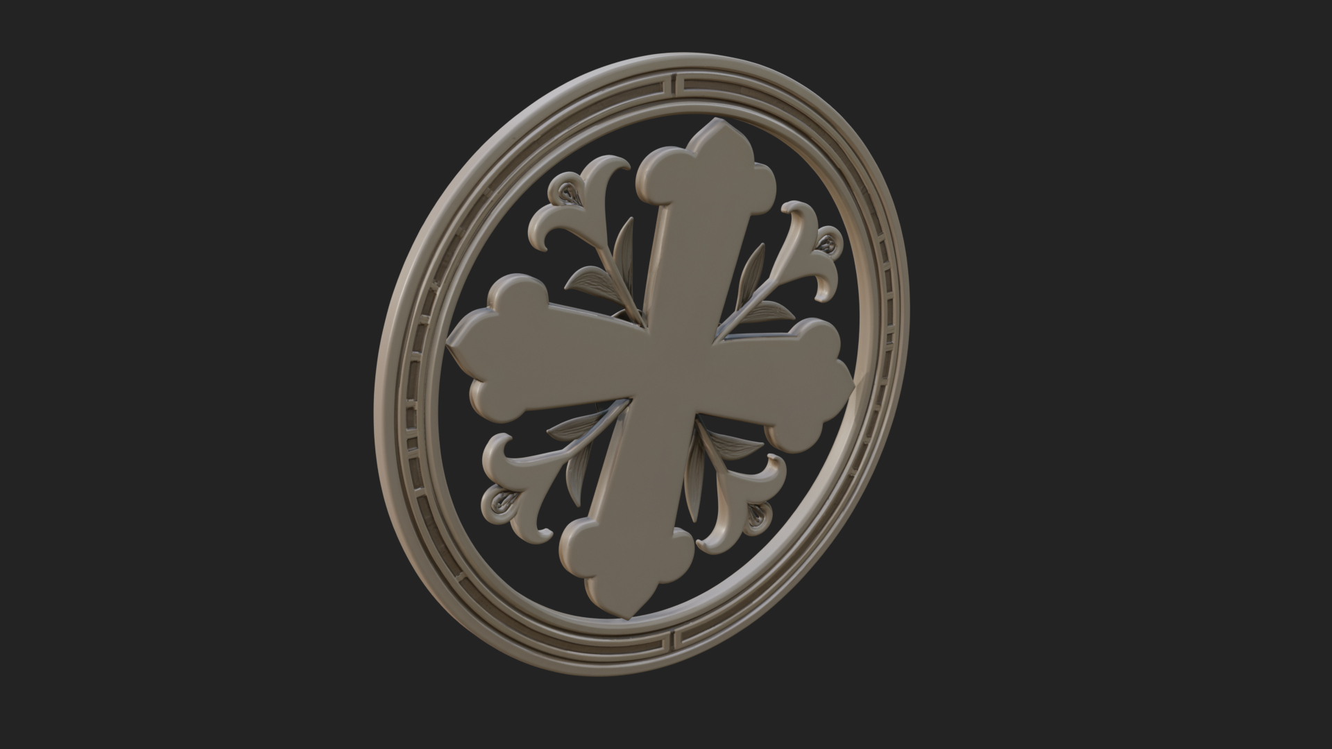 Carved Floral Rosette Plaque Design 3 3D Print Model 3D Model