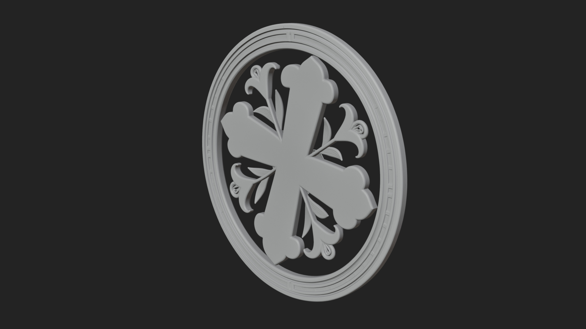 Carved Floral Rosette Plaque Design 3 3D Print Model 3D Model