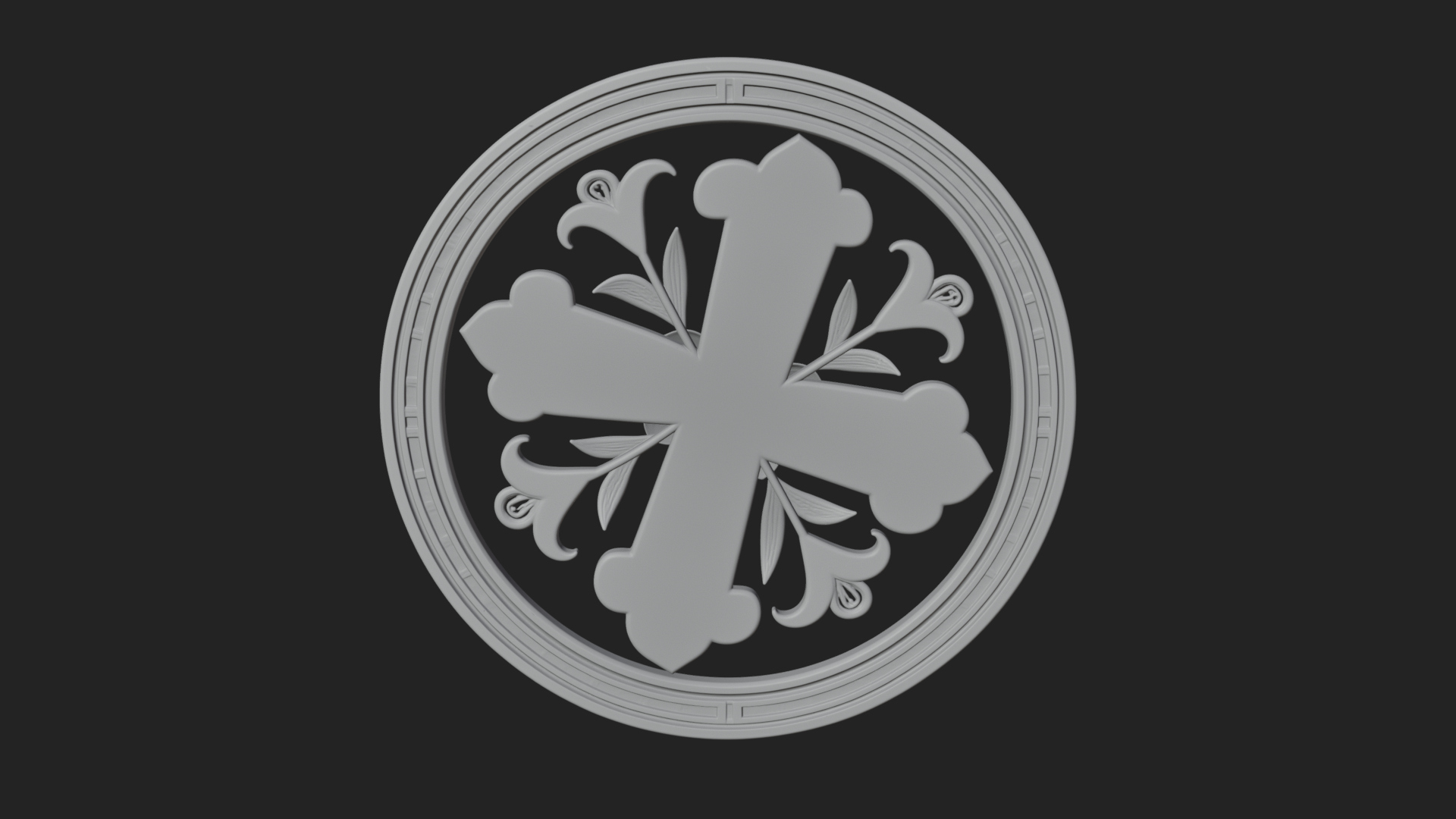 Carved Floral Rosette Plaque Design 3 3D Print Model 3D Model