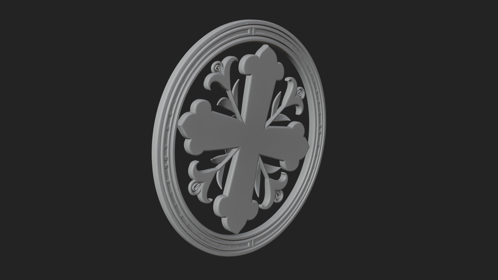 Carved Floral Rosette Plaque Design 3 3D Print Model 3D Model