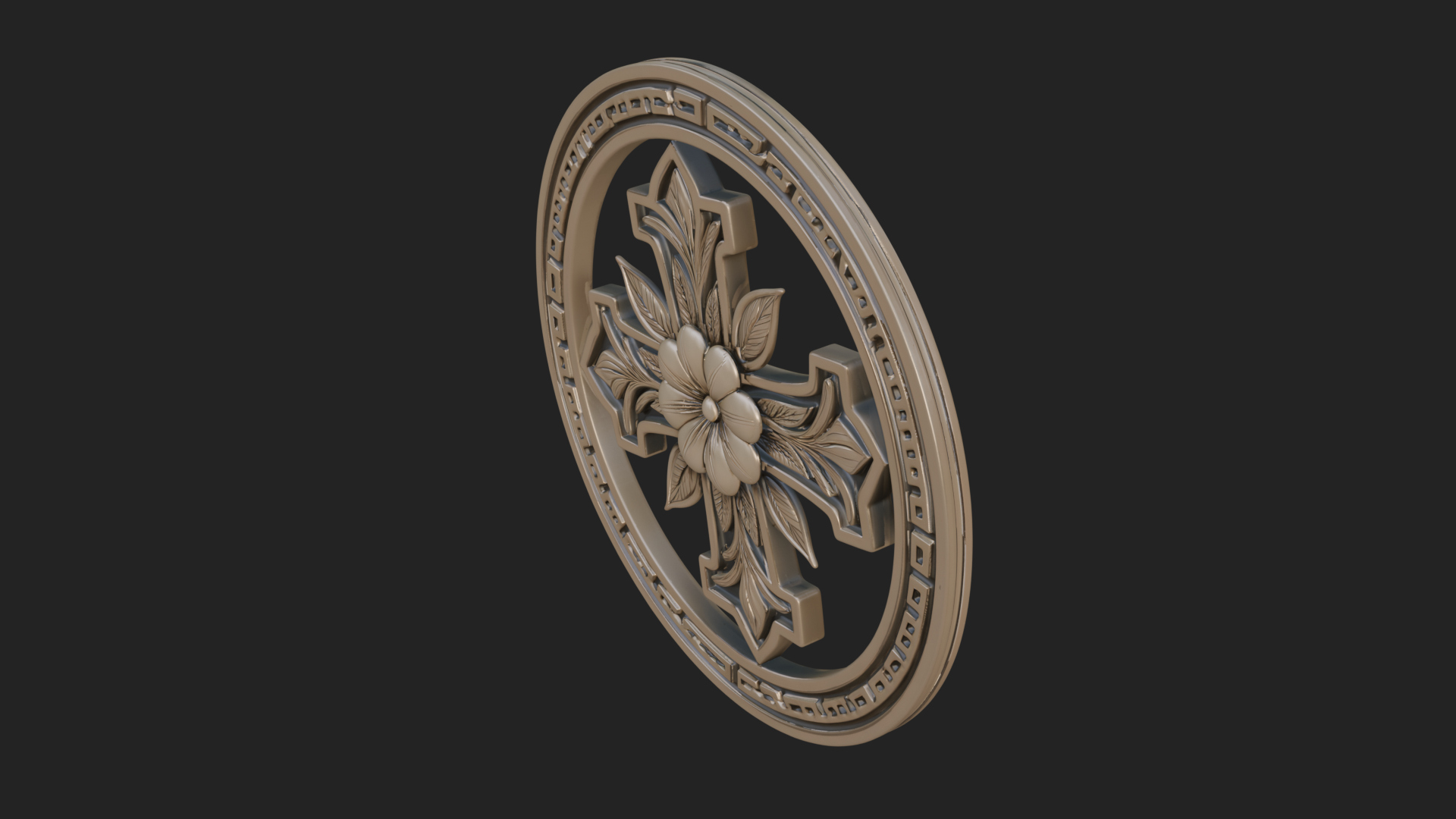 Carved Floral Rosette Plaque Design 4 3D Print Model 3D Model