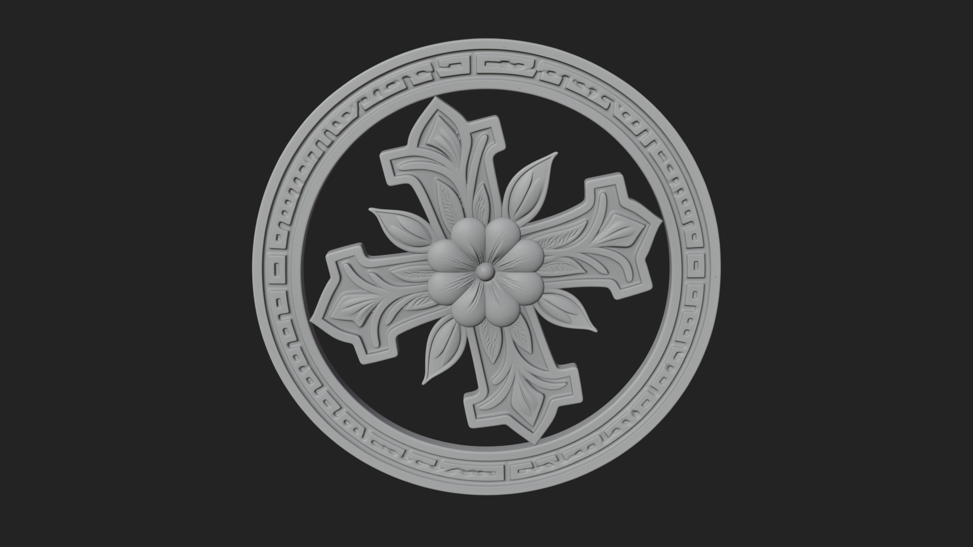 Carved Floral Rosette Plaque Design 4 3D Print Model 3D Model