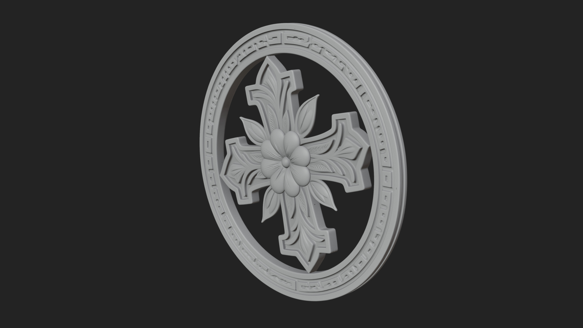 Carved Floral Rosette Plaque Design 4 3D Print Model 3D Model