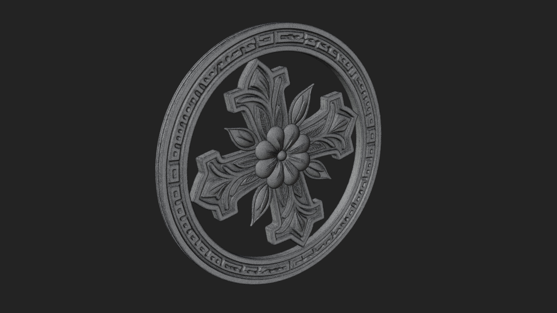 Carved Floral Rosette Plaque Design 4 3D Print Model 3D Model