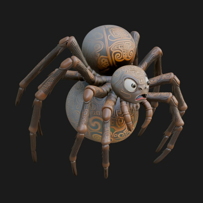 Carved Giant Spider Statue Design 1 3D Print Model