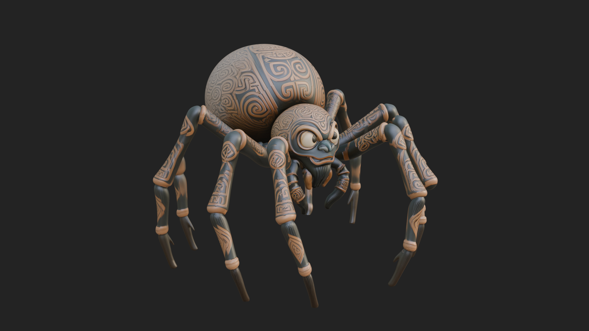 Carved Giant Spider Statue Design 2 3D Print Model 3D Model