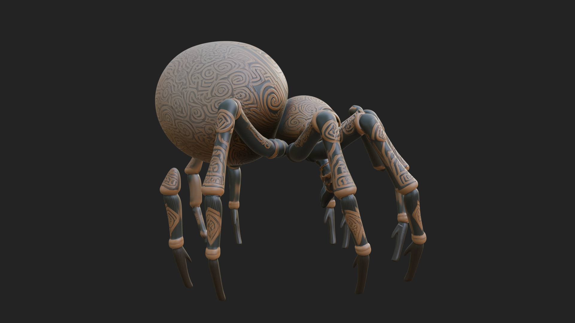 Carved Giant Spider Statue Design 2 3D Print Model 3D Model