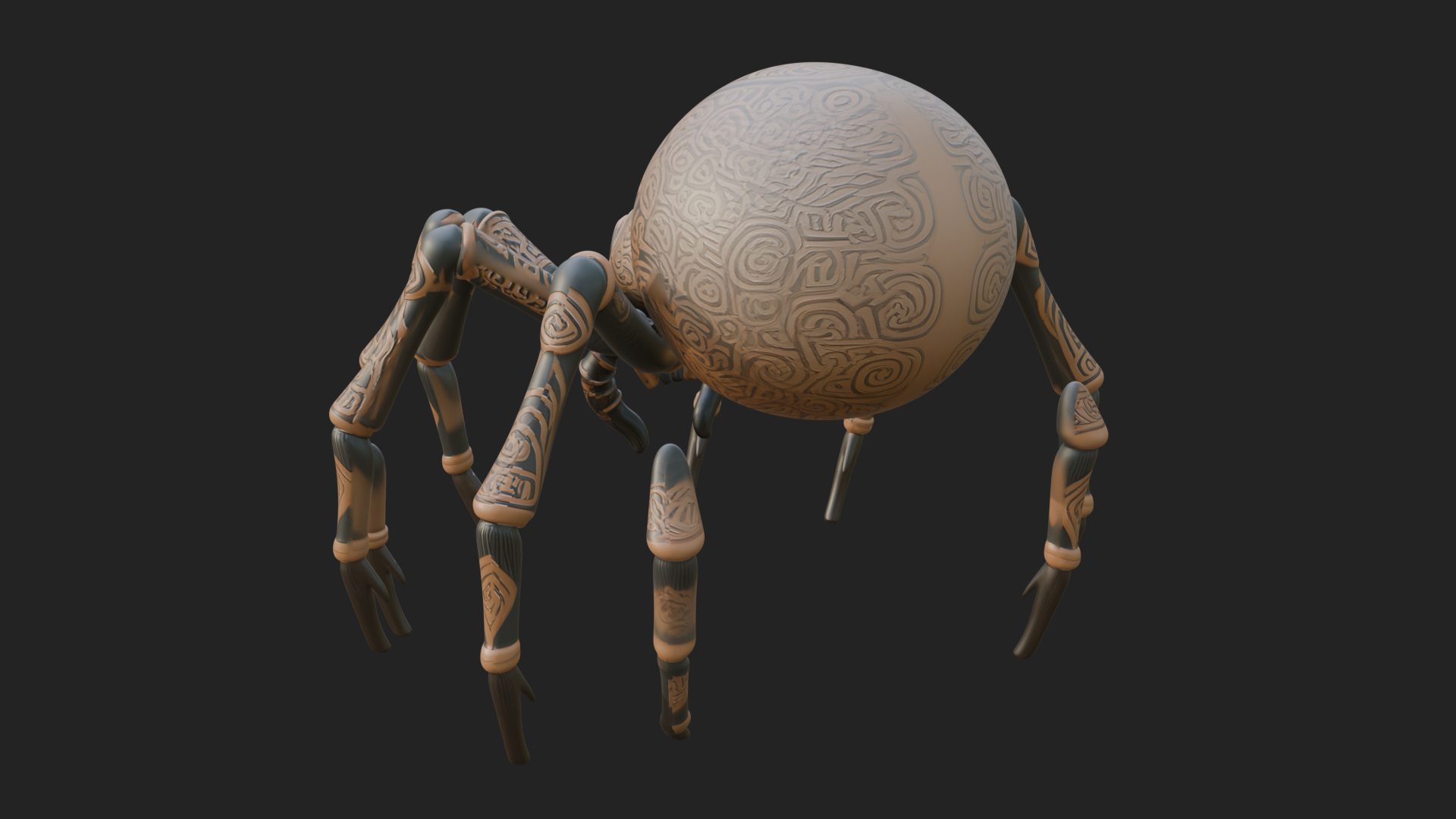 Carved Giant Spider Statue Design 2 3D Print Model 3D Model