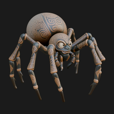 Carved Giant Spider Statue Design 2 3D Print Model