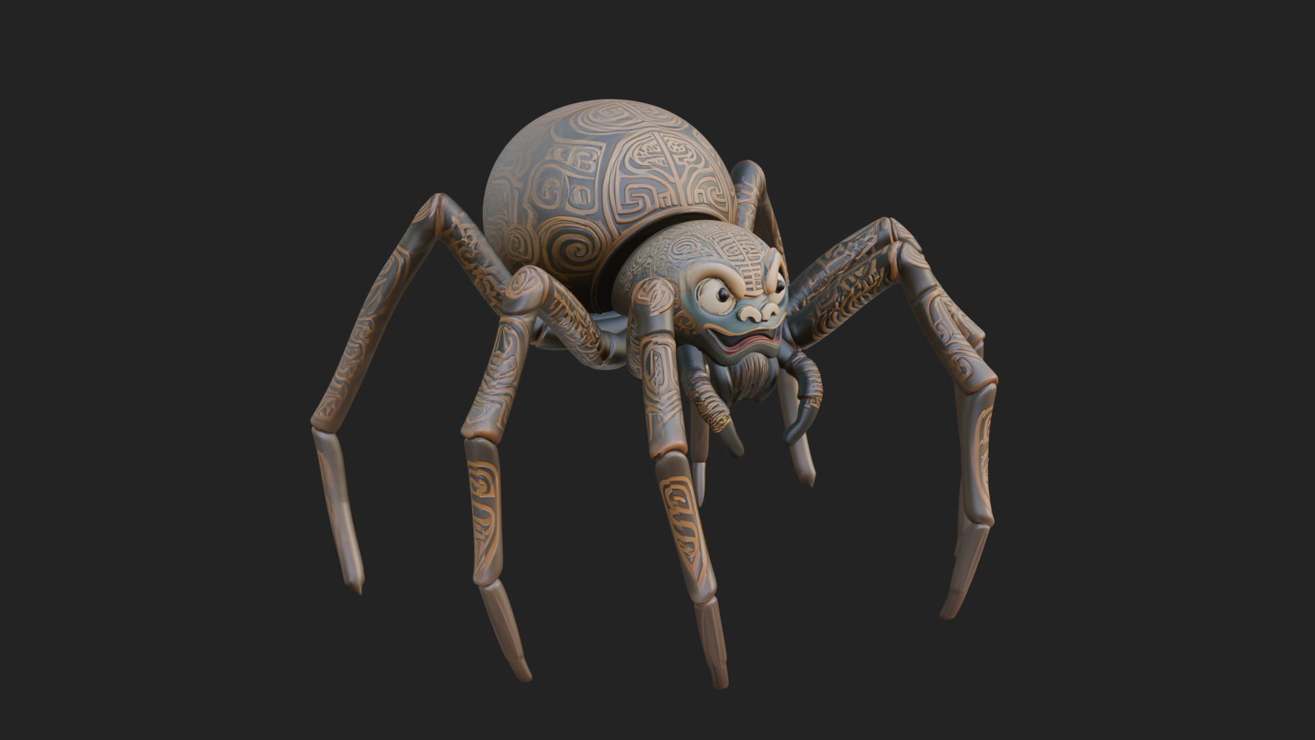 Carved Giant Spider Statue Design 3 3D Print Model 3D Model