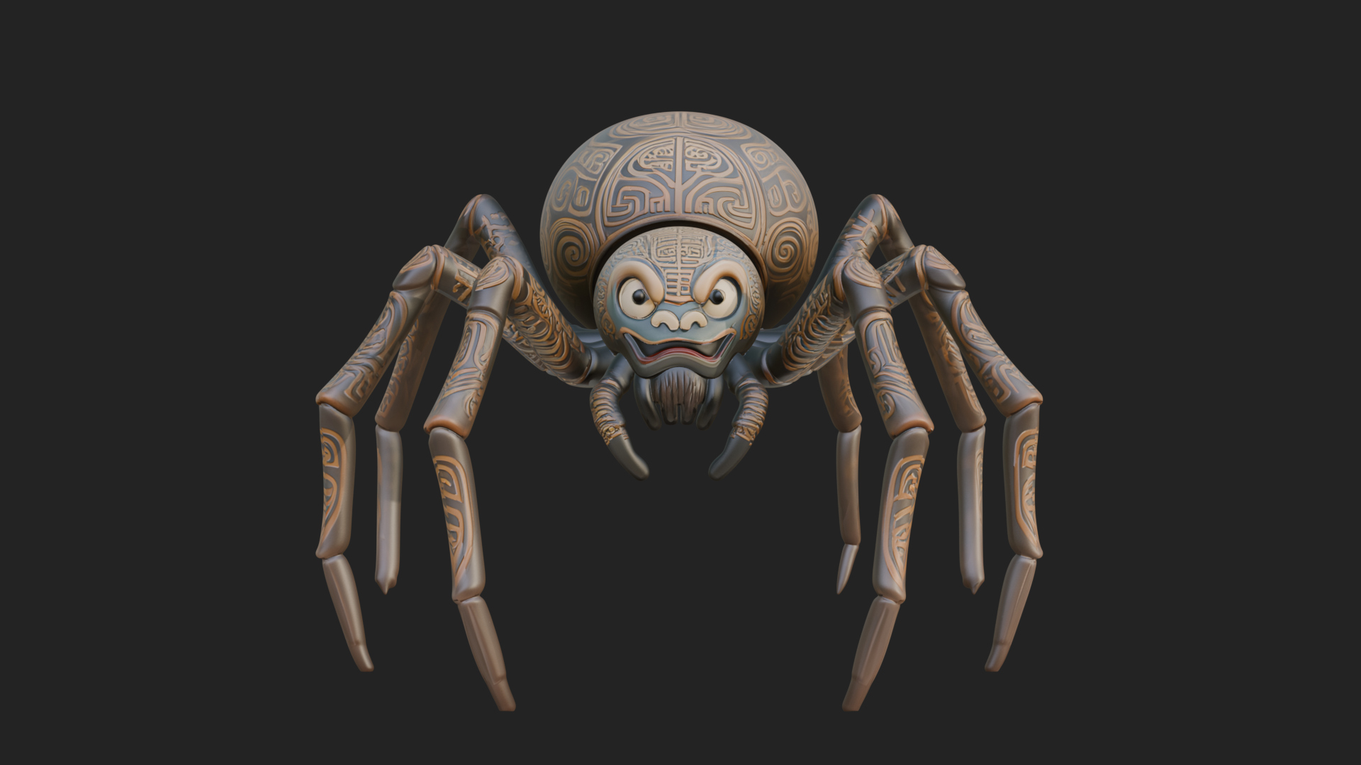 Carved Giant Spider Statue Design 3 3D Print Model 3D Model