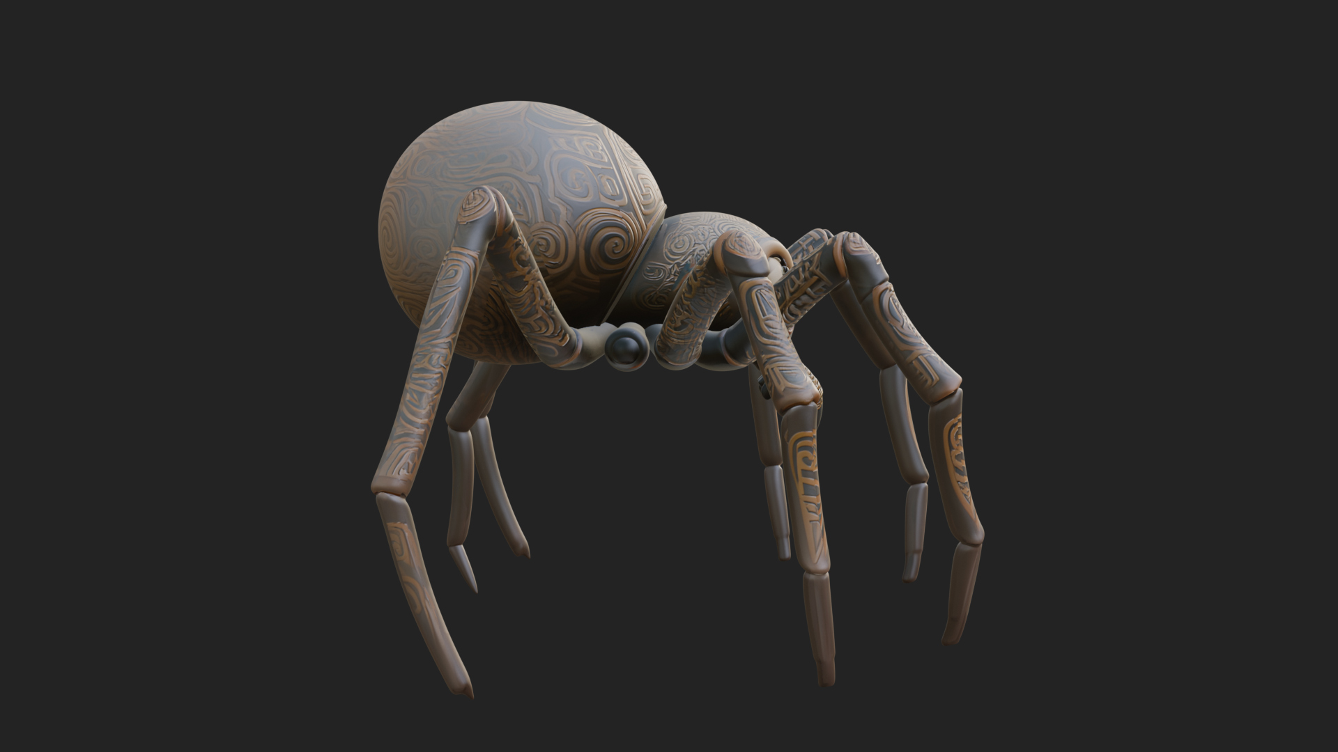 Carved Giant Spider Statue Design 3 3D Print Model 3D Model