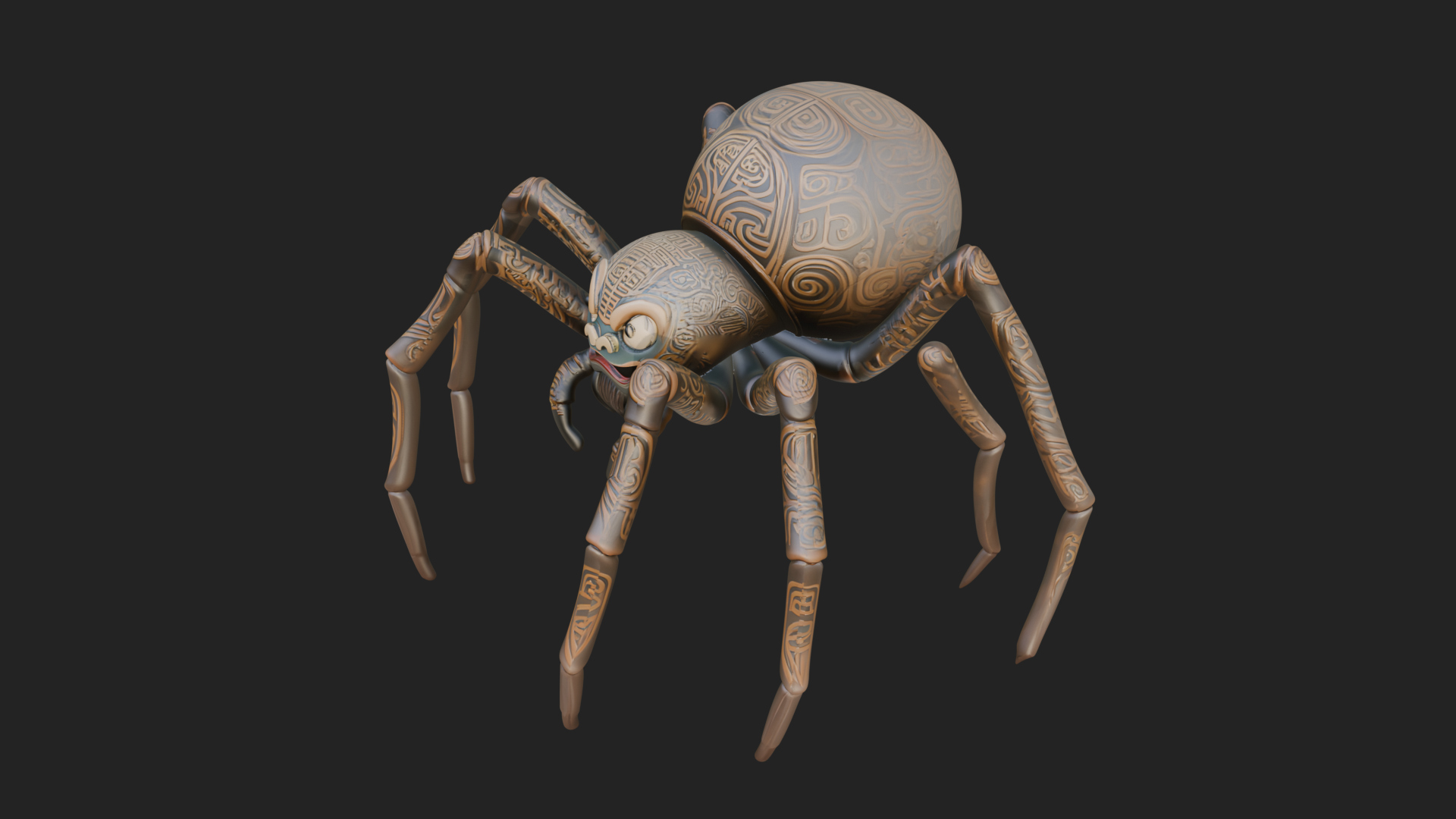 Carved Giant Spider Statue Design 3 3D Print Model 3D Model