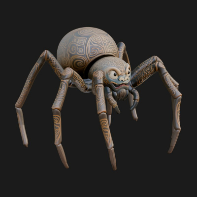 Carved Giant Spider Statue Design 3 3D Print Model