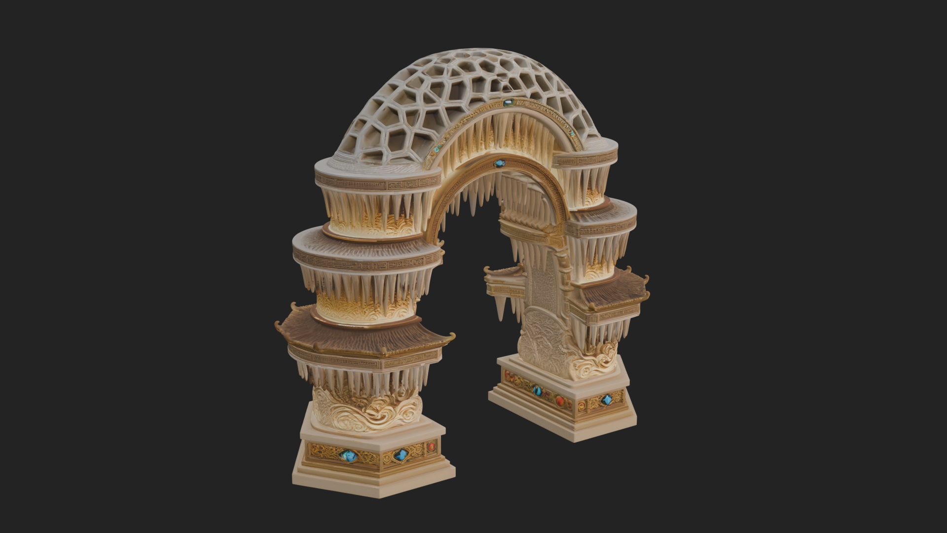 Carved Gothic Stone Arch Design 1 3D Print Model 3D Model