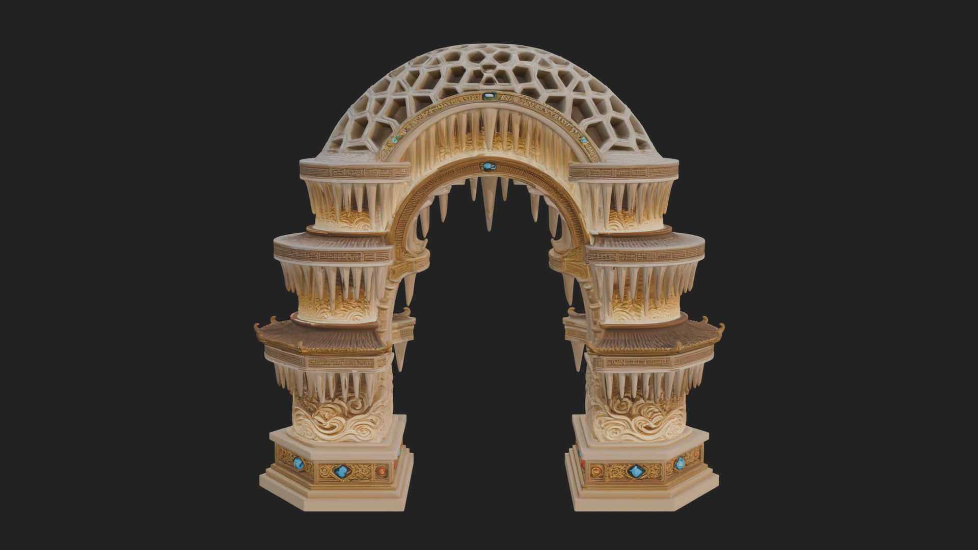 Carved Gothic Stone Arch Design 1 3D Print Model 3D Model