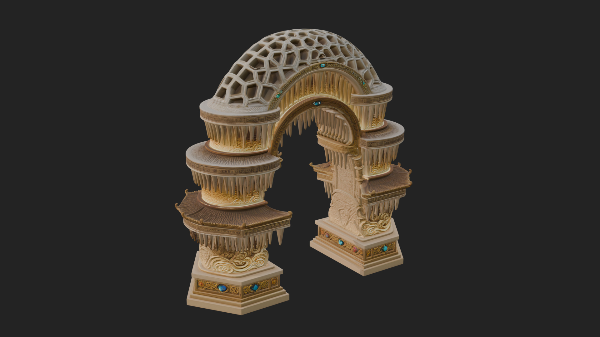 Carved Gothic Stone Arch Design 1 3D Print Model 3D Model