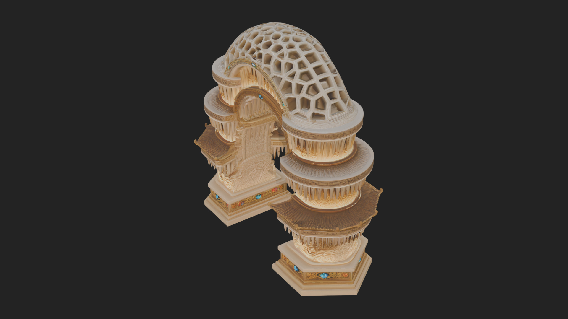 Carved Gothic Stone Arch Design 1 3D Print Model 3D Model