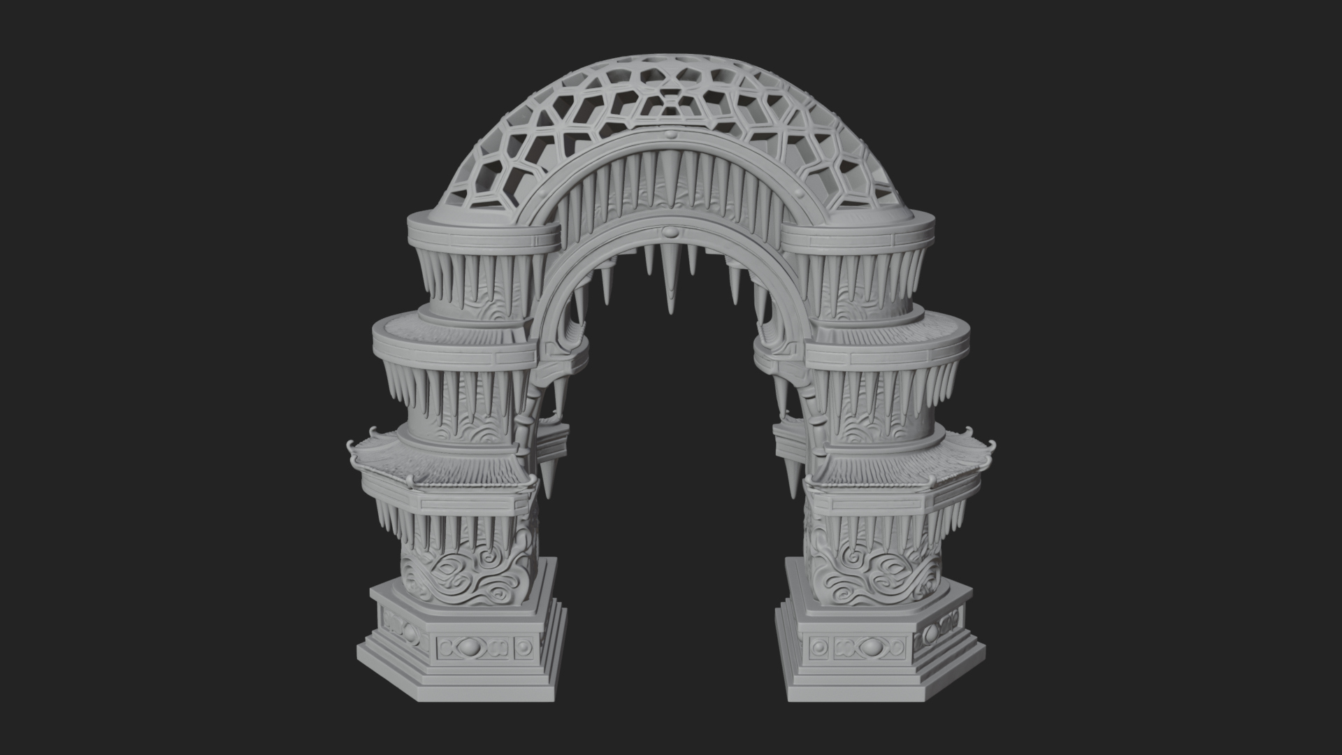 Carved Gothic Stone Arch Design 1 3D Print Model 3D Model