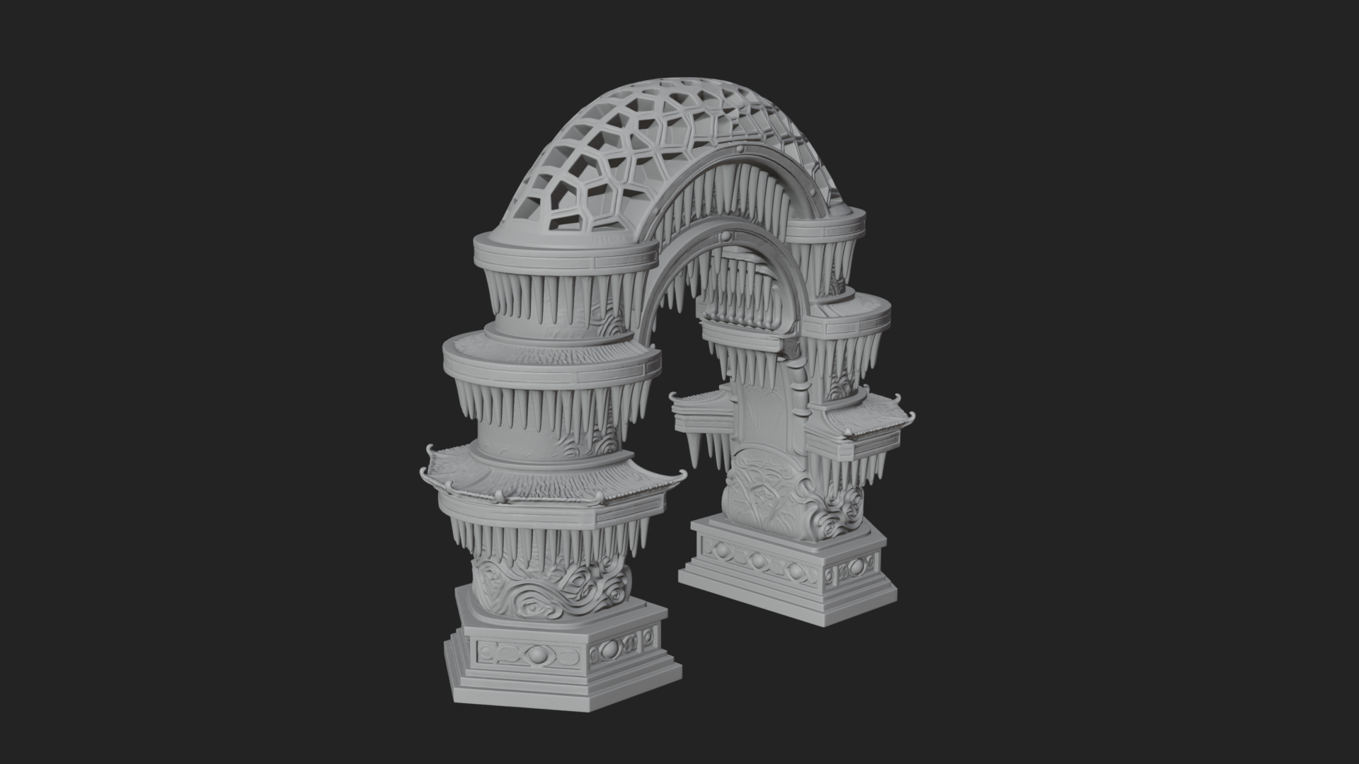 Carved Gothic Stone Arch Design 1 3D Print Model 3D Model