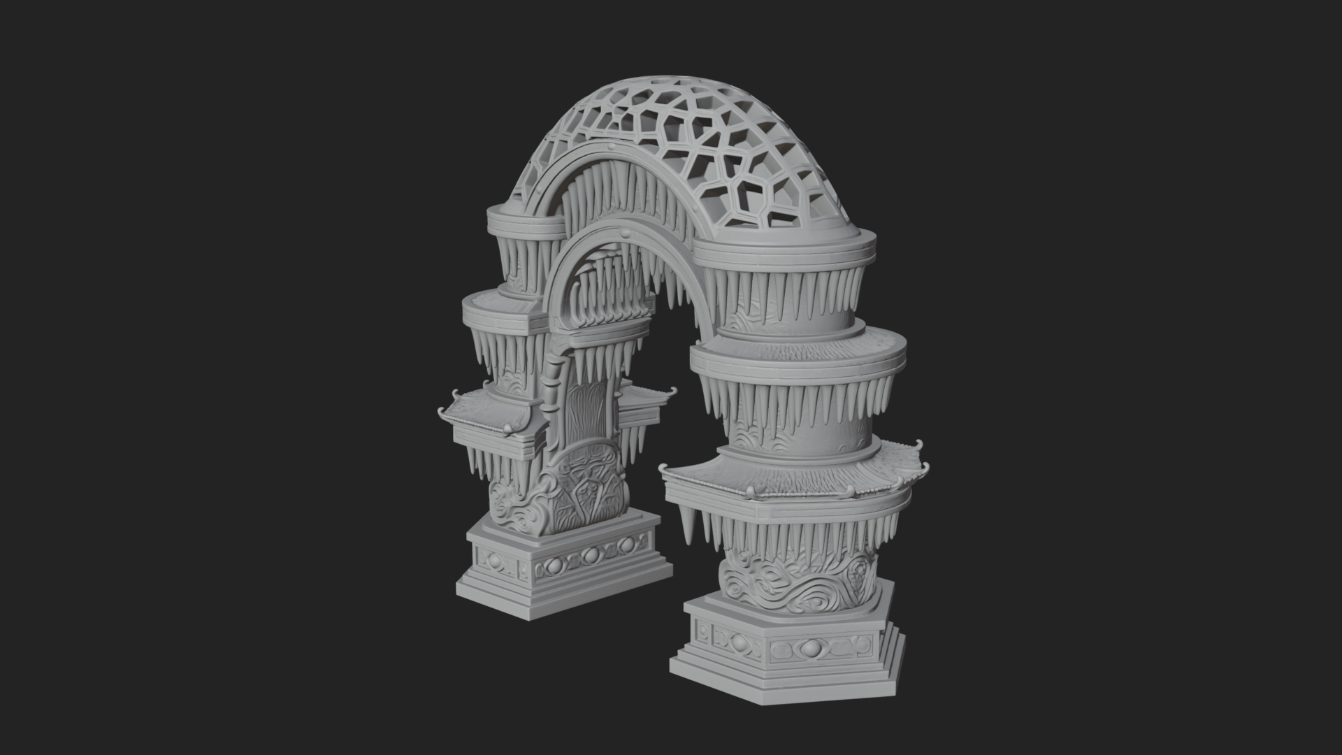 Carved Gothic Stone Arch Design 1 3D Print Model 3D Model