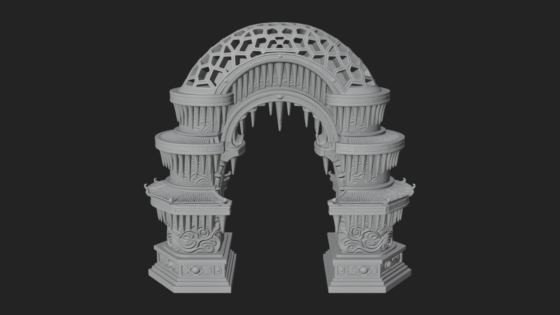 Carved Gothic Stone Arch Design 1 3D Print Model 3D Model