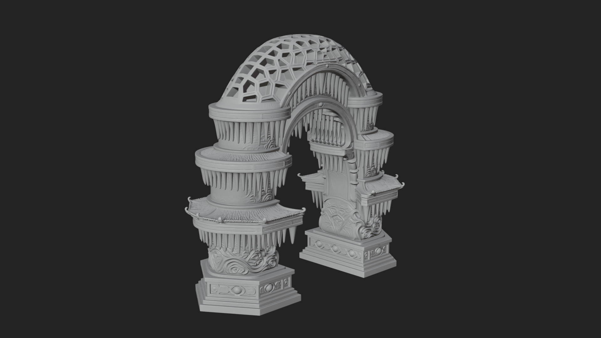 Carved Gothic Stone Arch Design 1 3D Print Model 3D Model