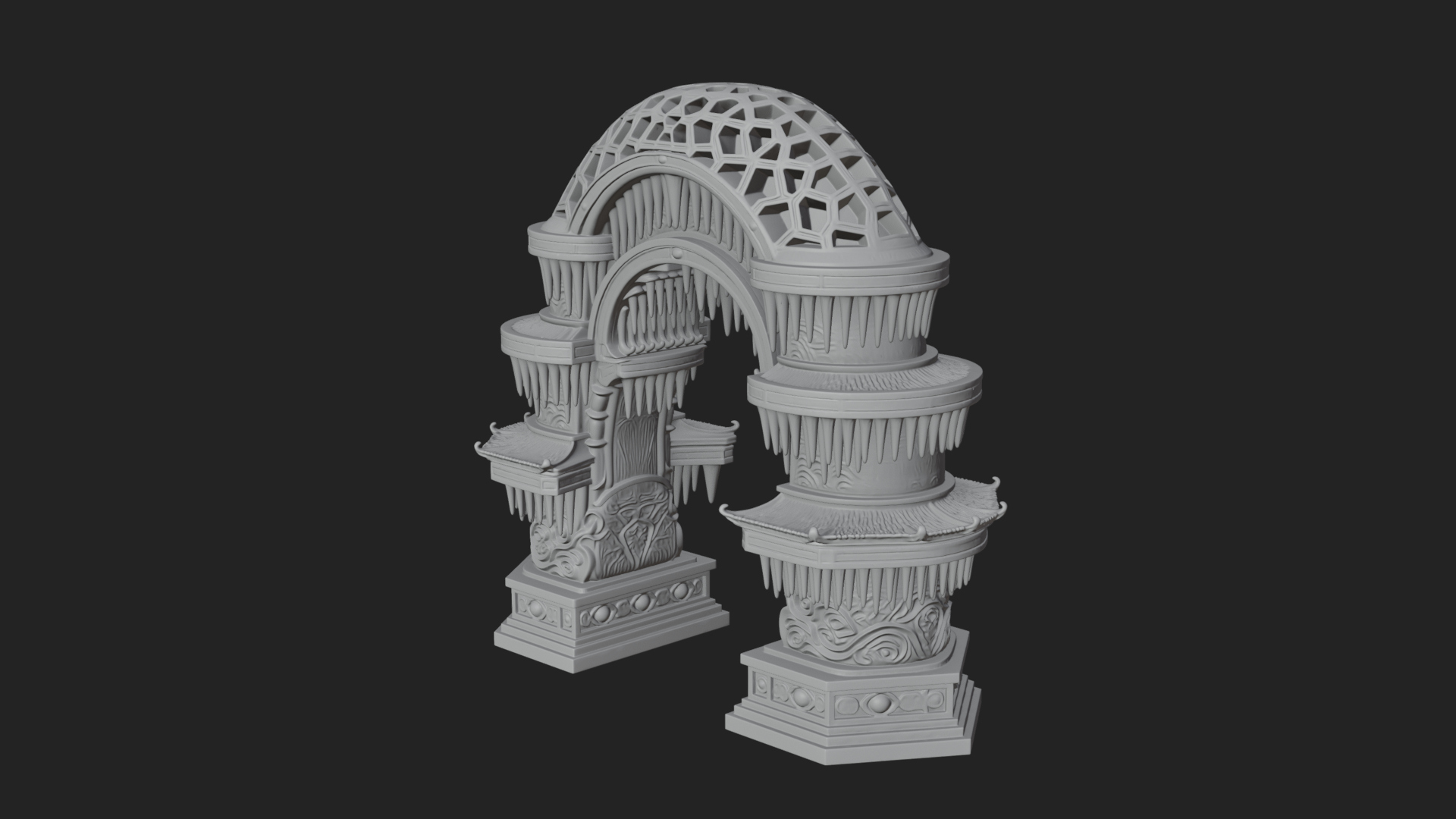 Carved Gothic Stone Arch Design 1 3D Print Model 3D Model